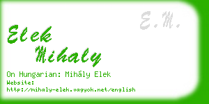 elek mihaly business card